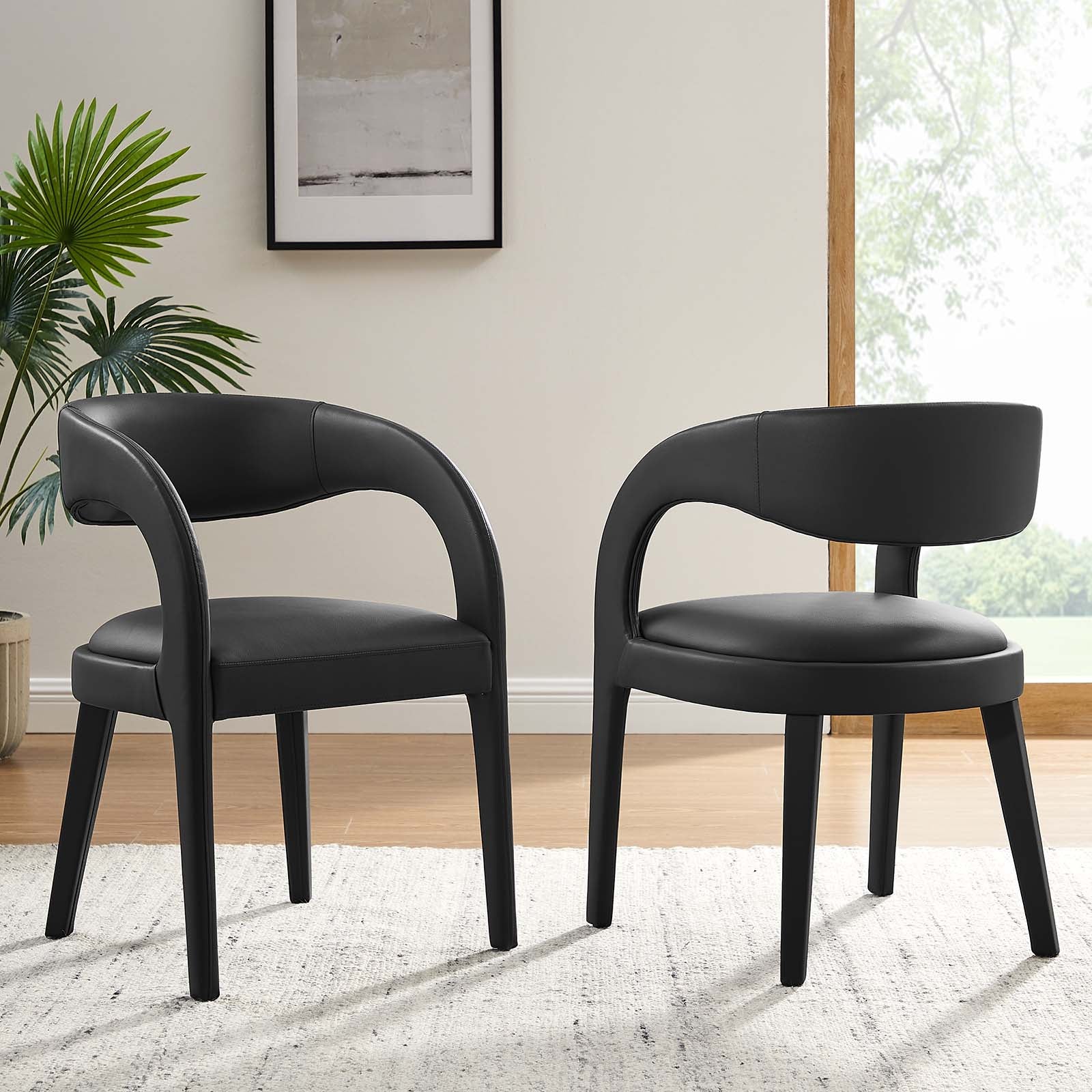 Pinnacle Vegan Leather Dining Chair Set of 2 by Modway