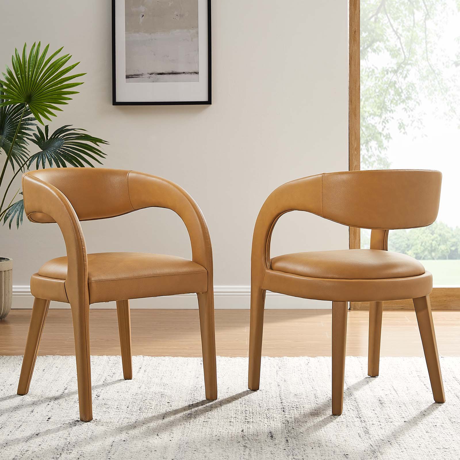 Pinnacle Vegan Leather Dining Chair Set of 2 by Modway