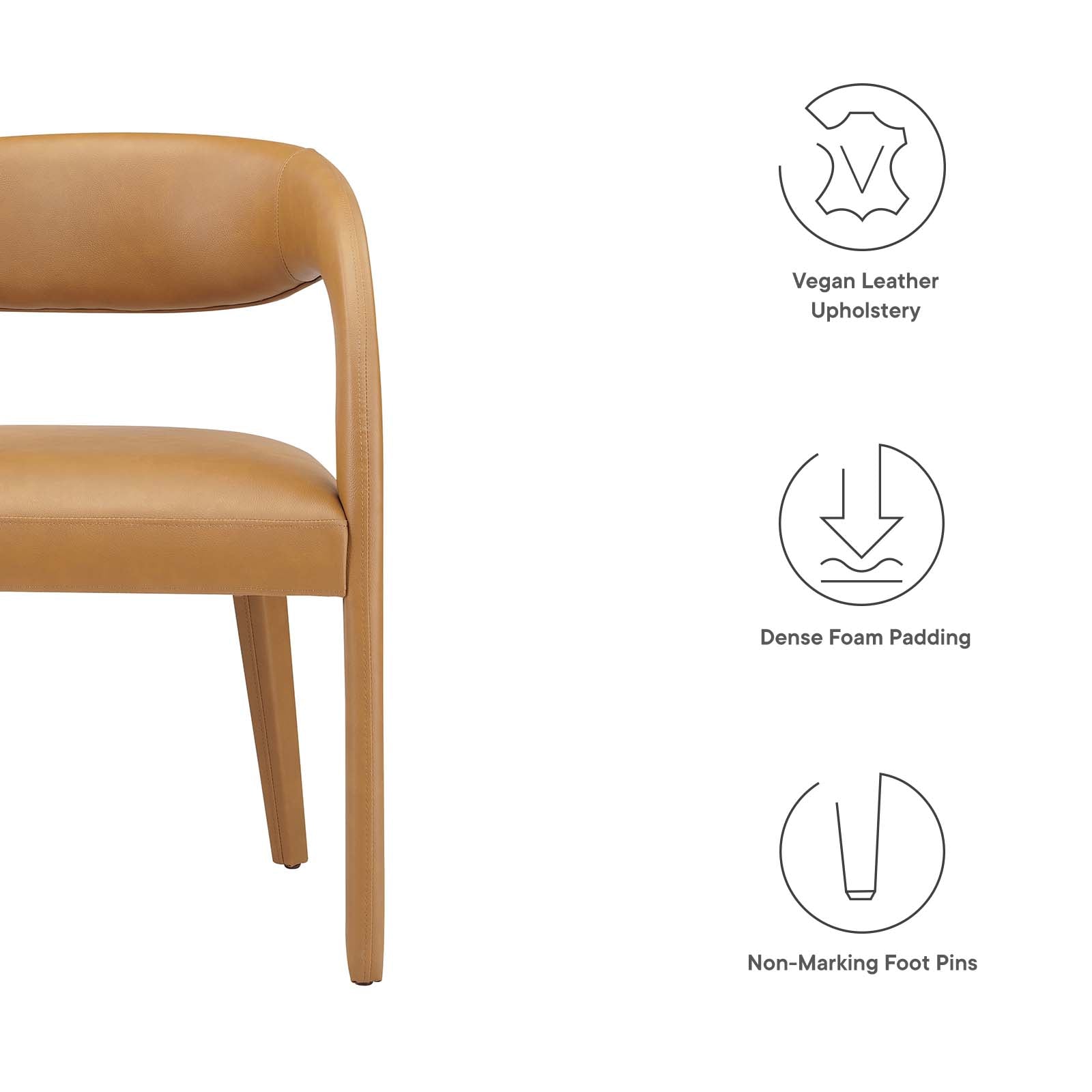 Pinnacle Vegan Leather Dining Chair Set of 2 by Modway