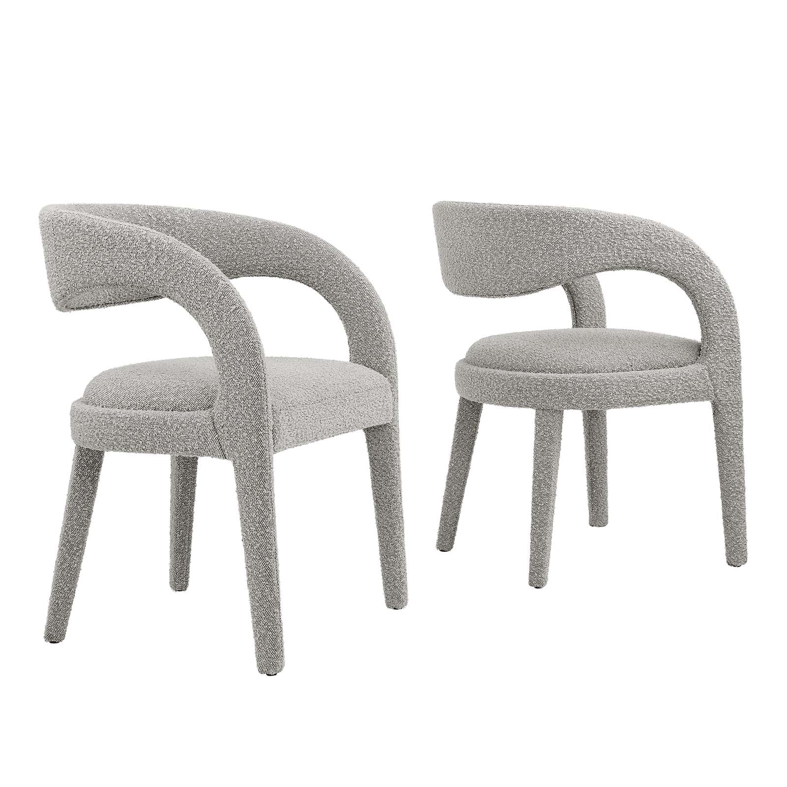 Pinnacle Boucle Upholstered Dining Chair Set of 2 by Modway