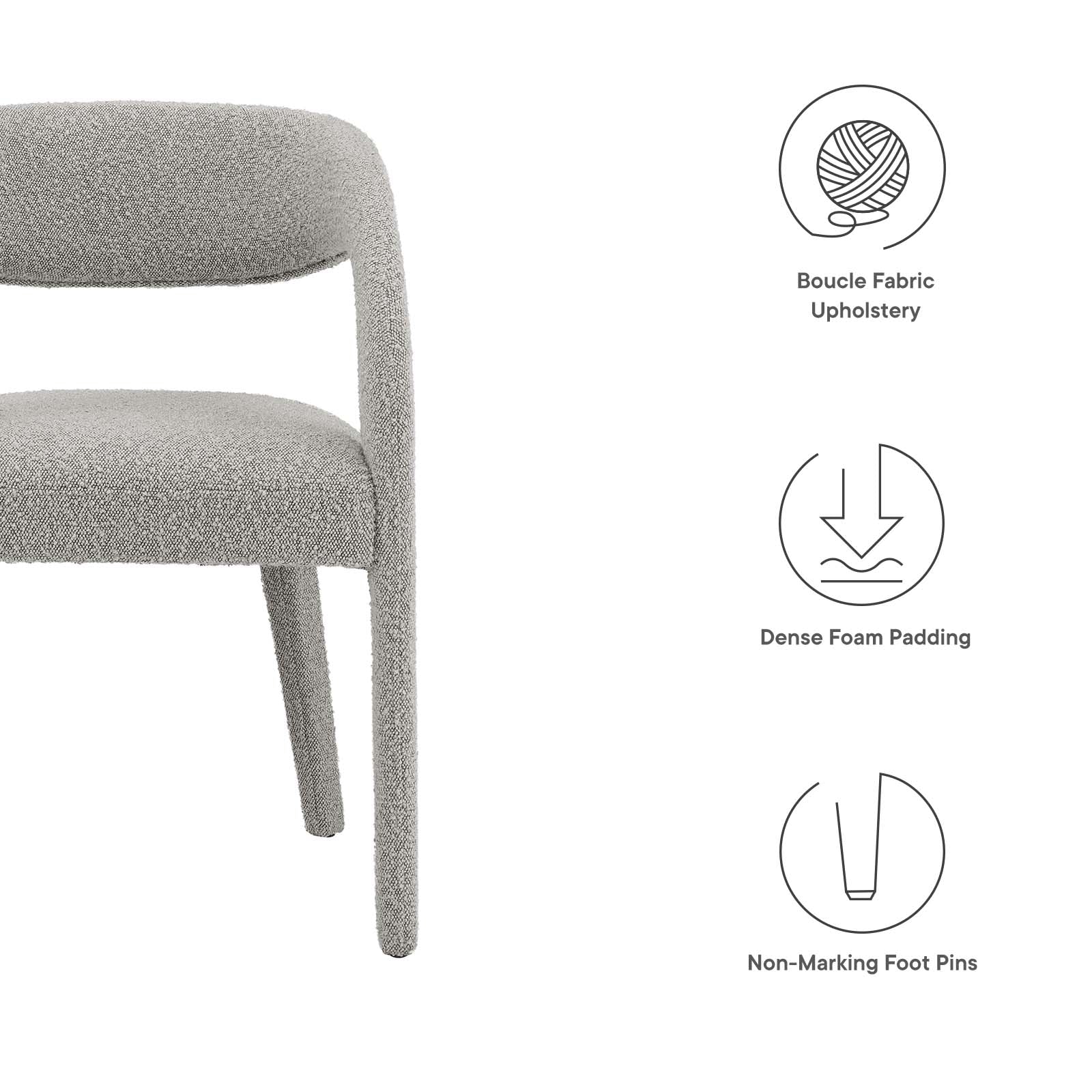 Pinnacle Boucle Upholstered Dining Chair Set of 2 by Modway