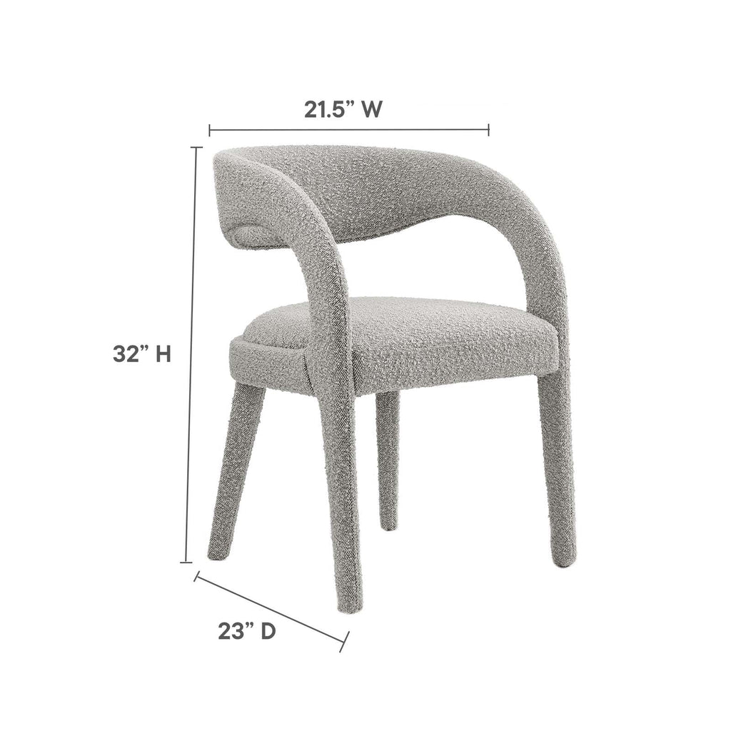 Pinnacle Boucle Upholstered Dining Chair Set of 2 by Modway