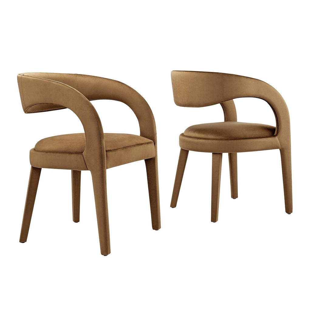 Pinnacle Performance Velvet Dining Chair Set of 2 by Modway