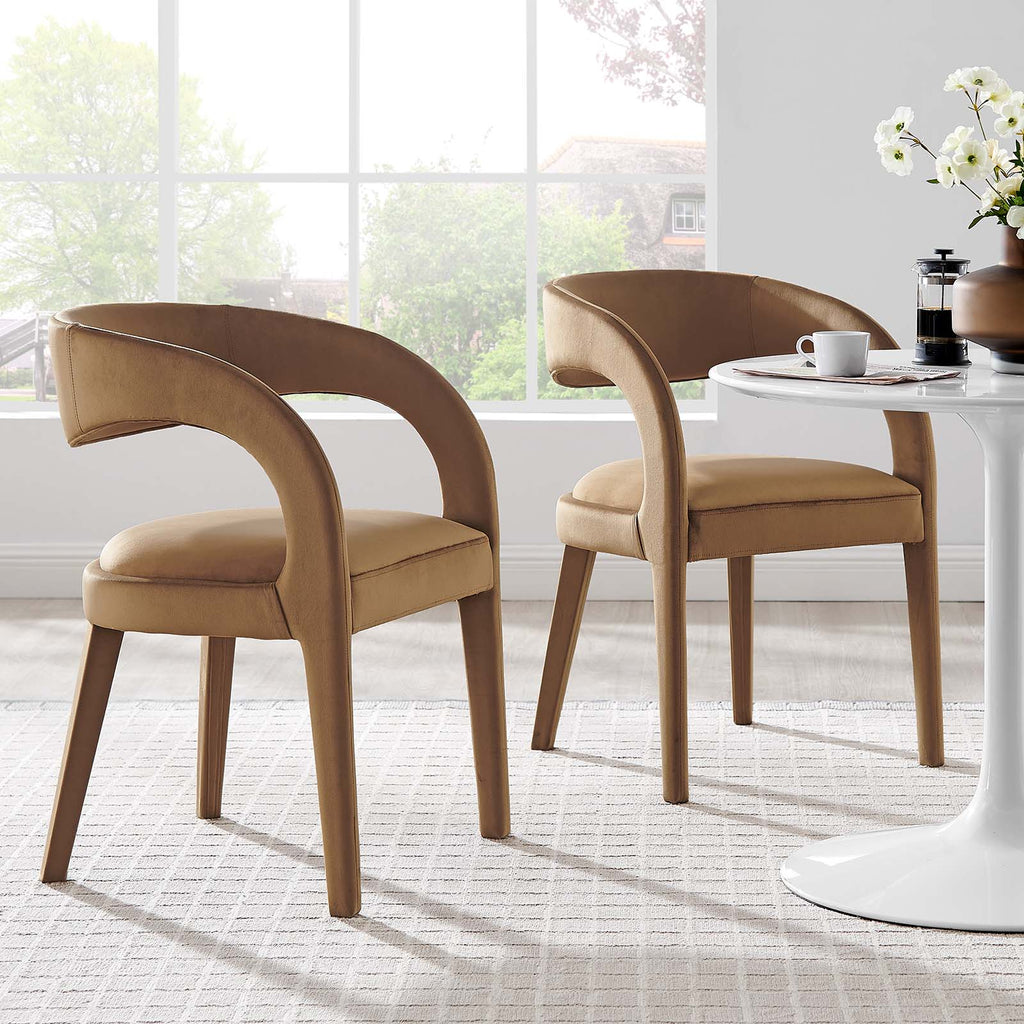 Pinnacle Performance Velvet Dining Chair Set of 2 by Modway