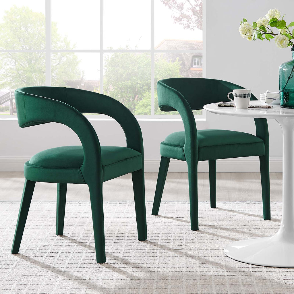 Pinnacle Performance Velvet Dining Chair Set of 2 by Modway