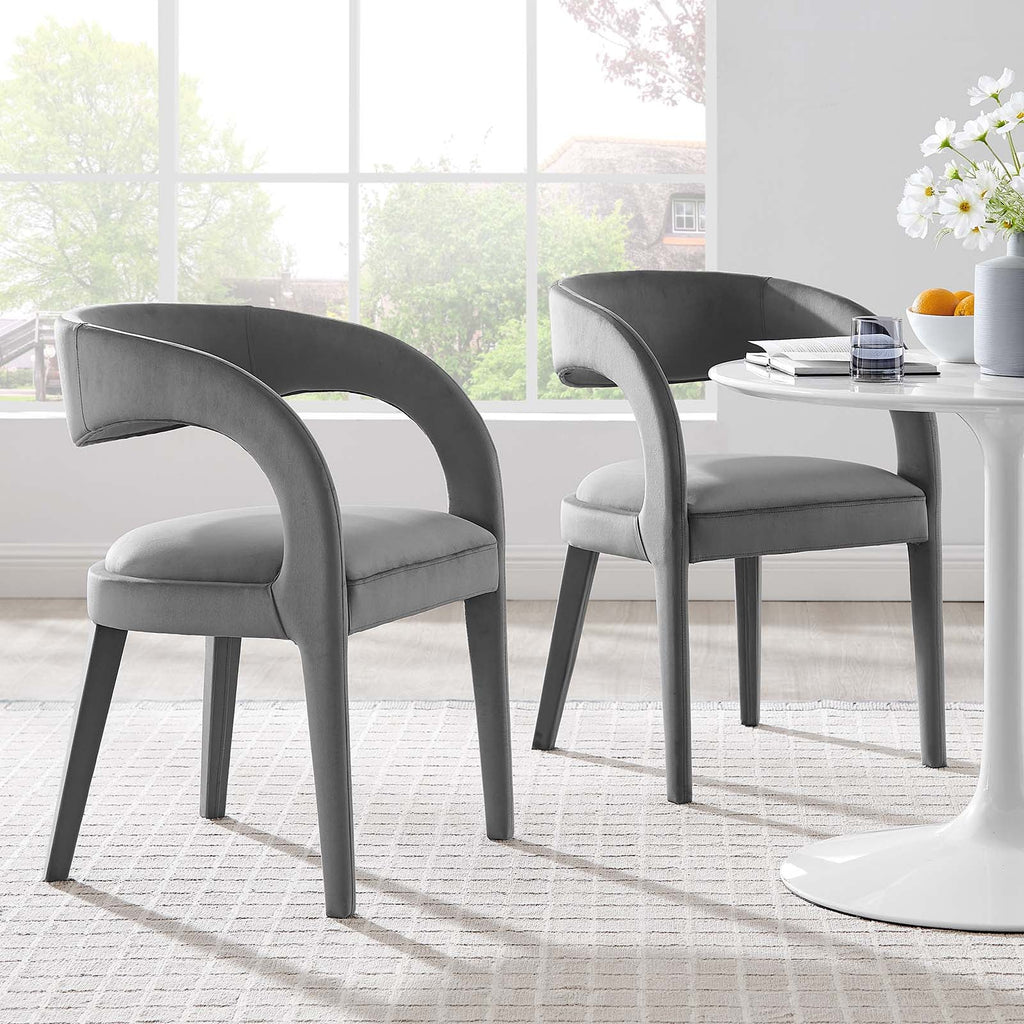 Pinnacle Performance Velvet Dining Chair Set of 2 by Modway