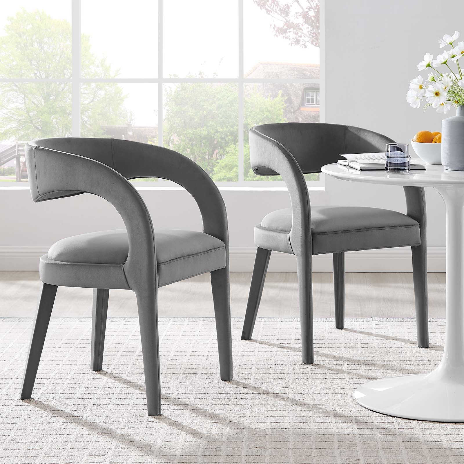 Pinnacle Performance Velvet Dining Chair Set of 2 by Modway
