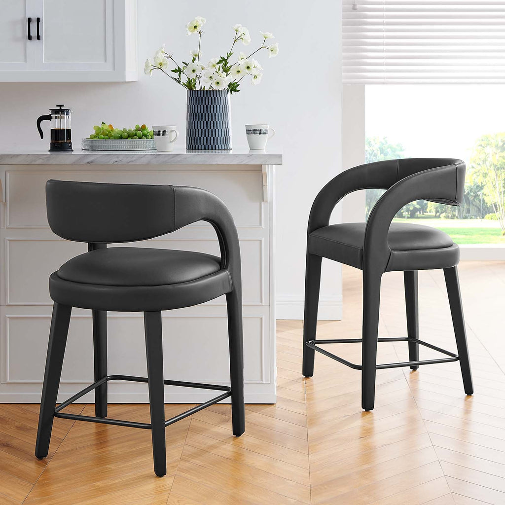 Pinnacle Vegan Leather Counter Stool Set of 2 by Modway