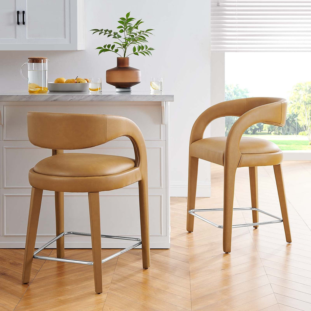 Pinnacle Vegan Leather Counter Stool Set of 2 by Modway