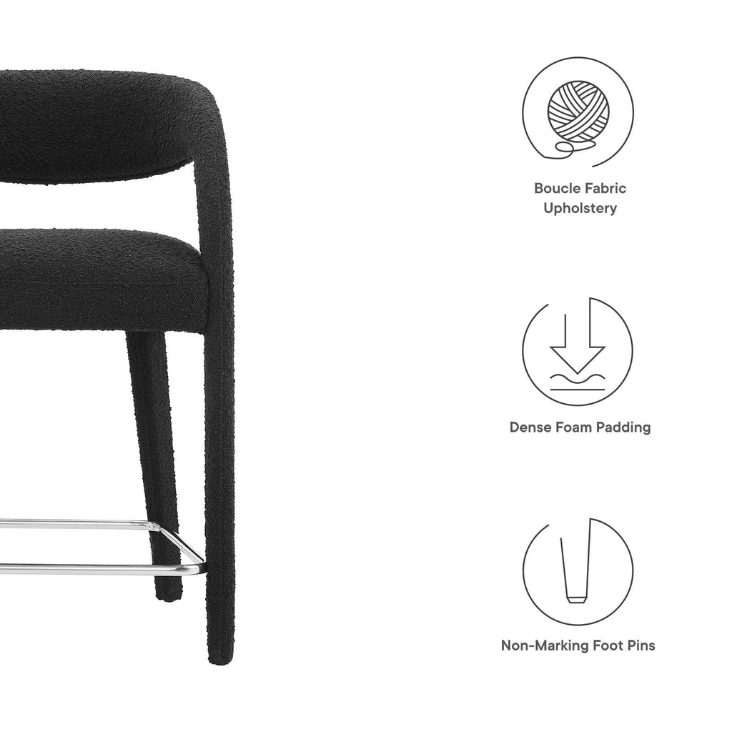 Pinnacle Boucle Upholstered Counter Stool Set of 2 by Modway