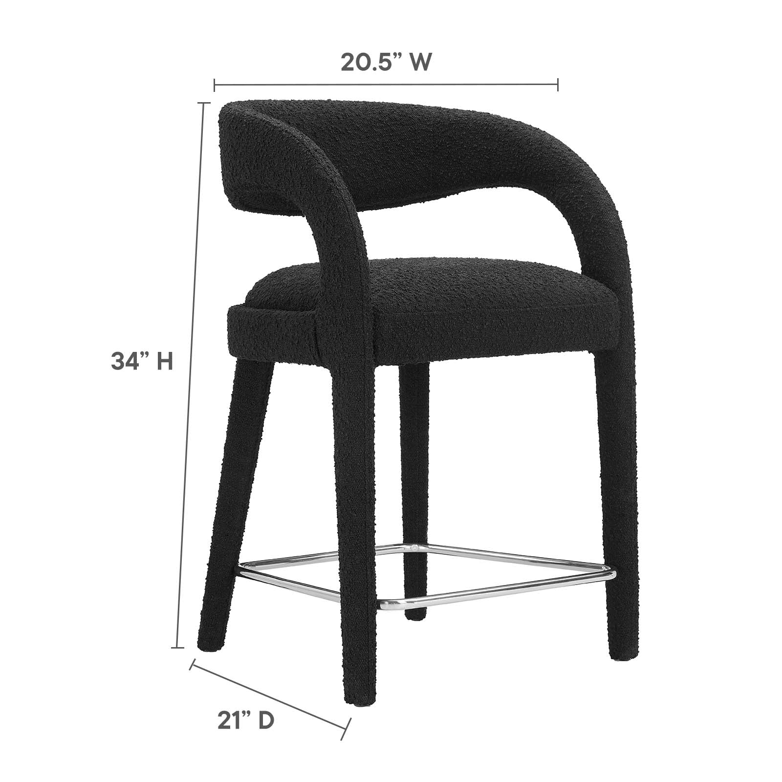 Pinnacle Boucle Upholstered Counter Stool Set of 2 by Modway