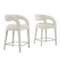 Pinnacle Boucle Upholstered Counter Stool Set of 2 by Modway