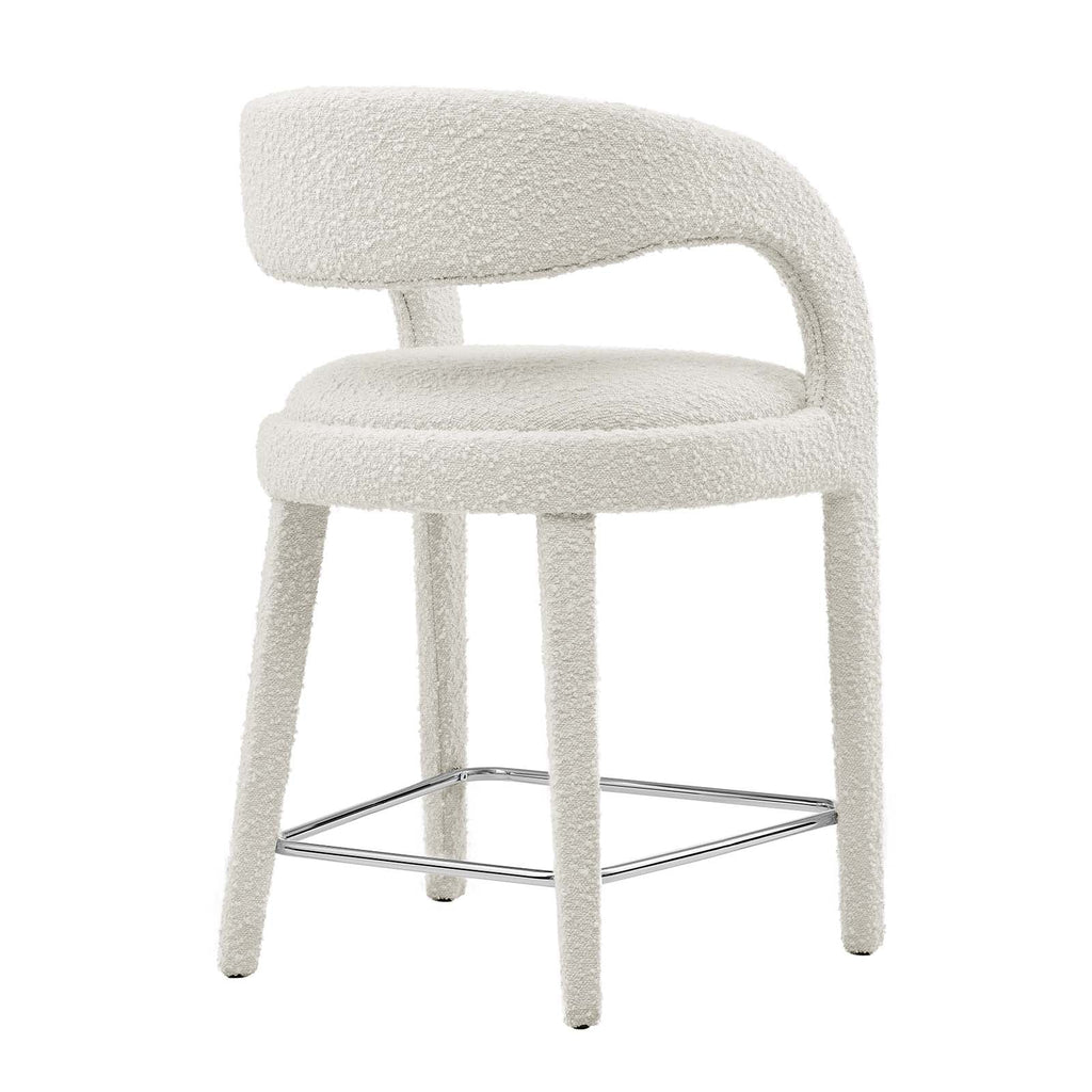 Pinnacle Boucle Upholstered Counter Stool Set of 2 by Modway
