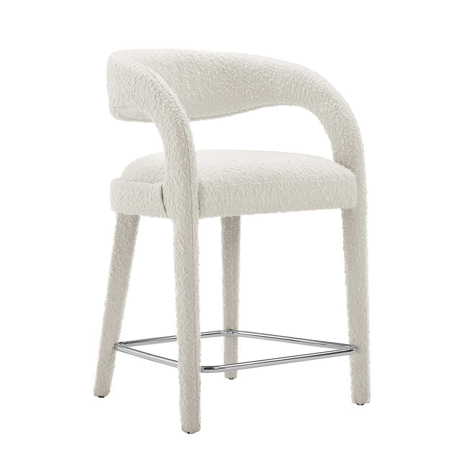 Pinnacle Boucle Upholstered Counter Stool Set of 2 by Modway
