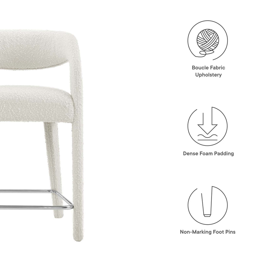 Pinnacle Boucle Upholstered Counter Stool Set of 2 by Modway