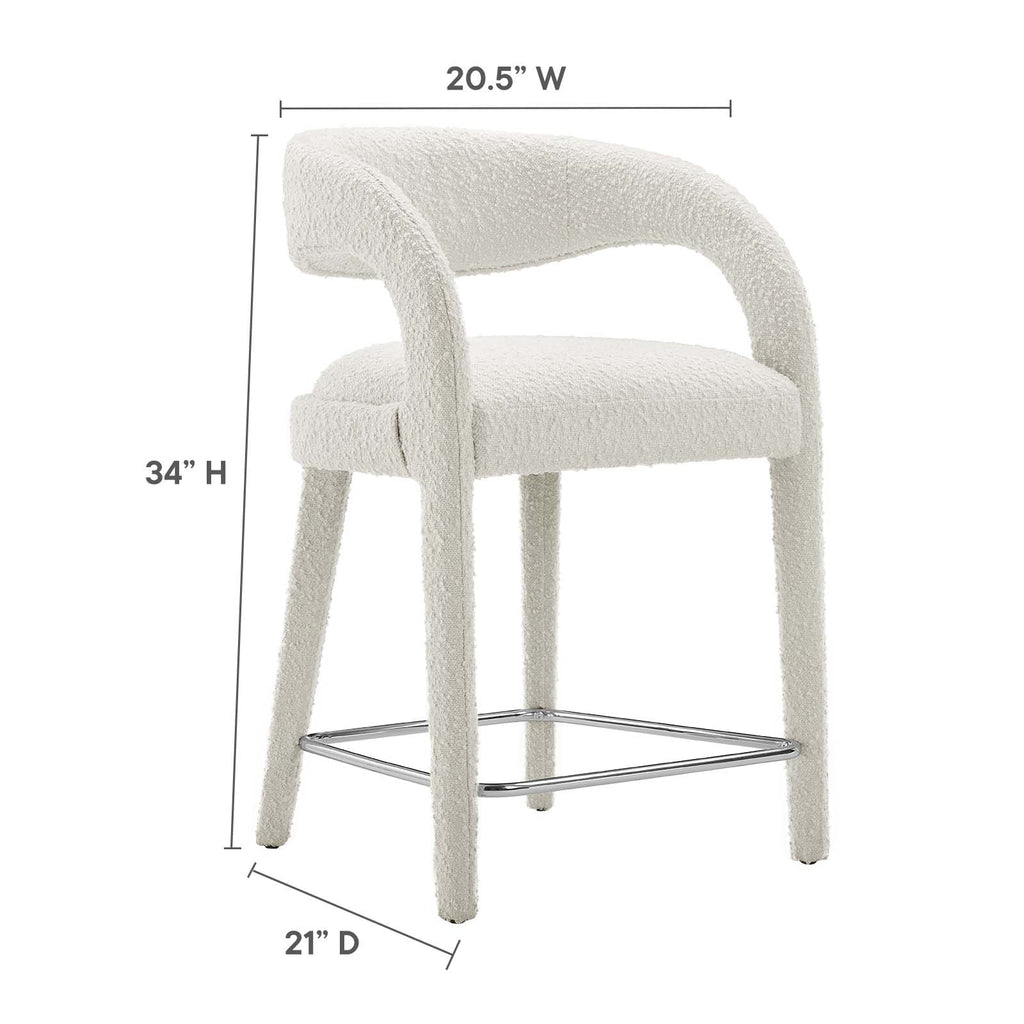 Pinnacle Boucle Upholstered Counter Stool Set of 2 by Modway