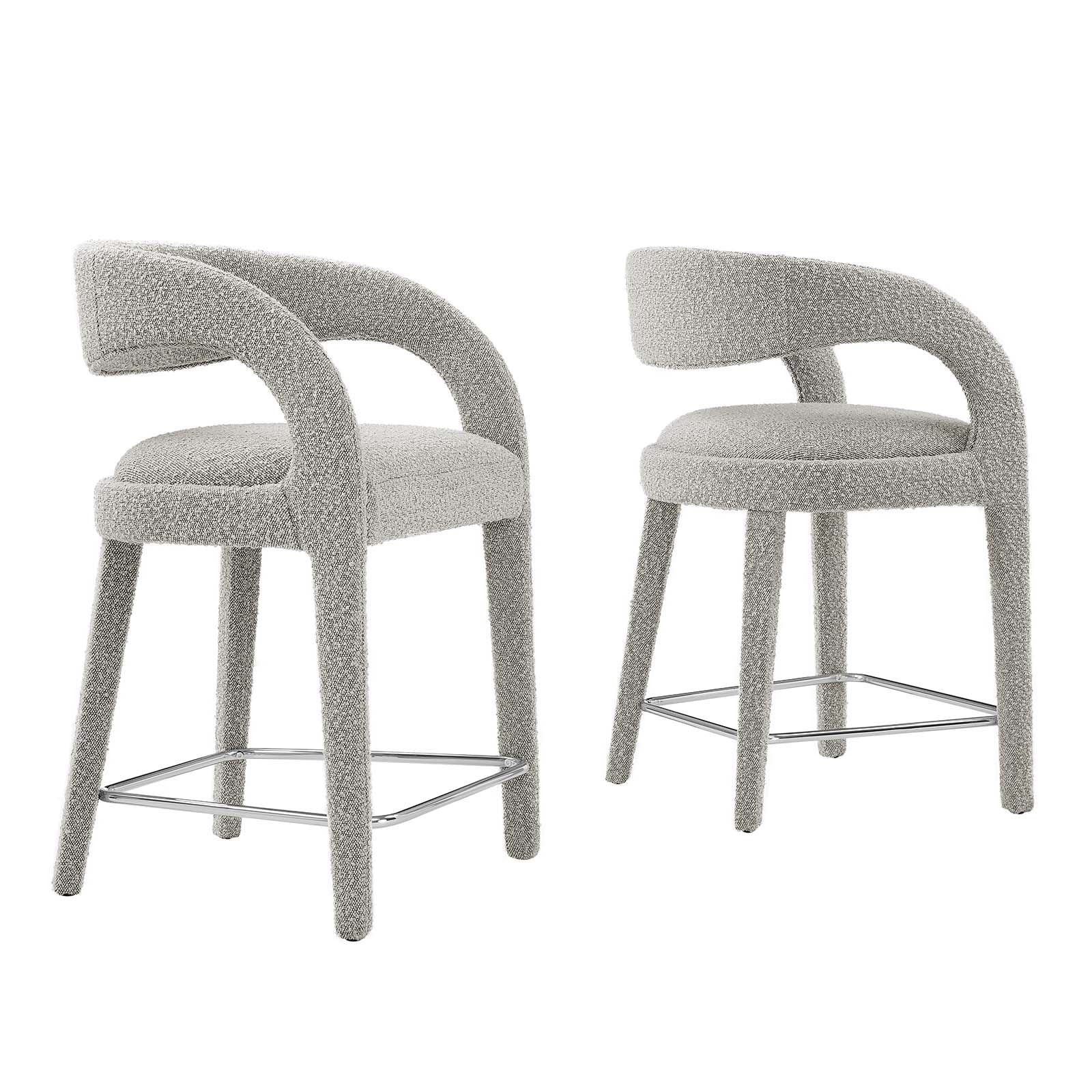 Pinnacle Boucle Upholstered Counter Stool Set of 2 by Modway