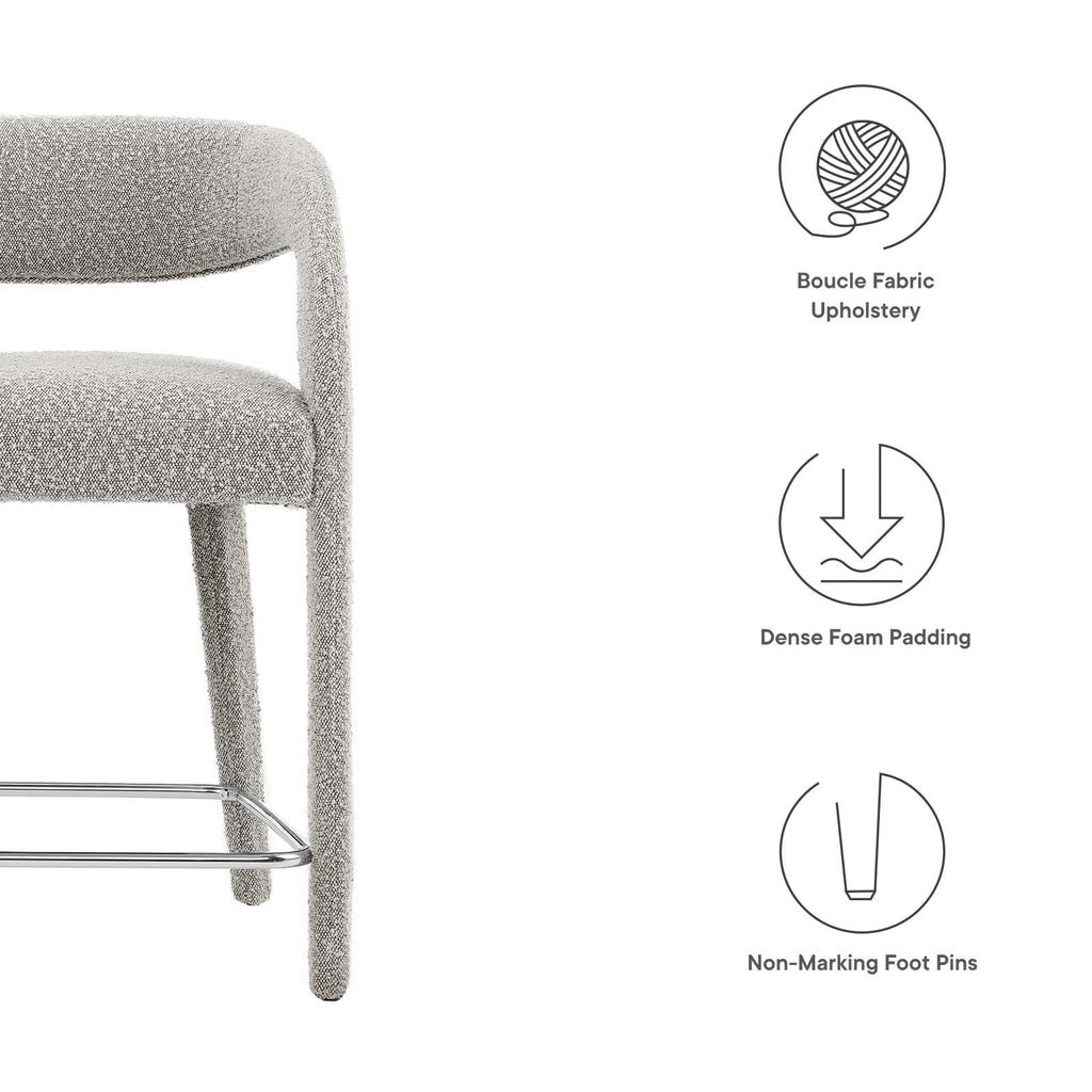Pinnacle Boucle Upholstered Counter Stool Set of 2 by Modway