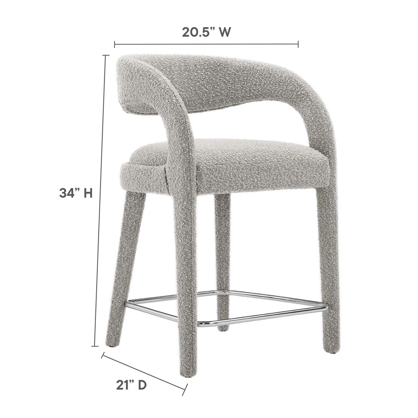 Pinnacle Boucle Upholstered Counter Stool Set of 2 by Modway