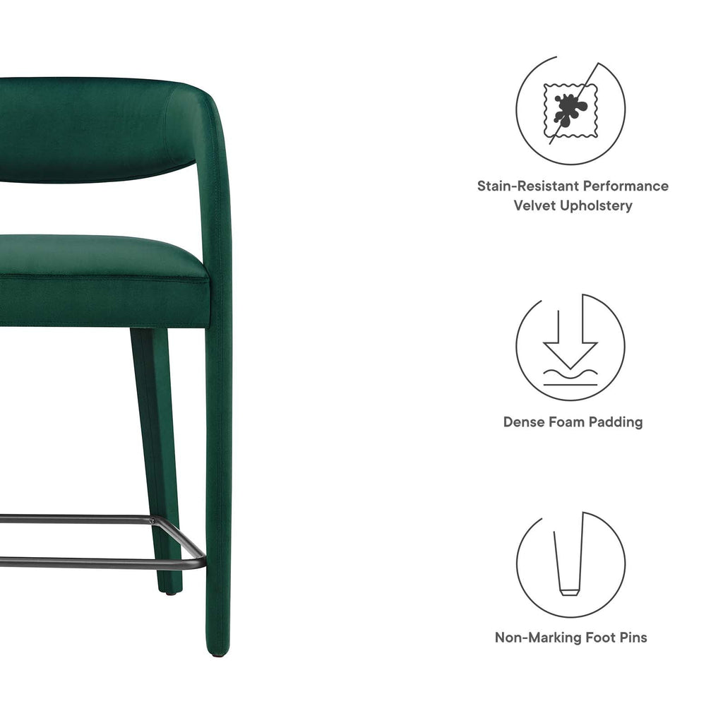 Pinnacle Performance Velvet Counter Stool Set of 2 by Modway