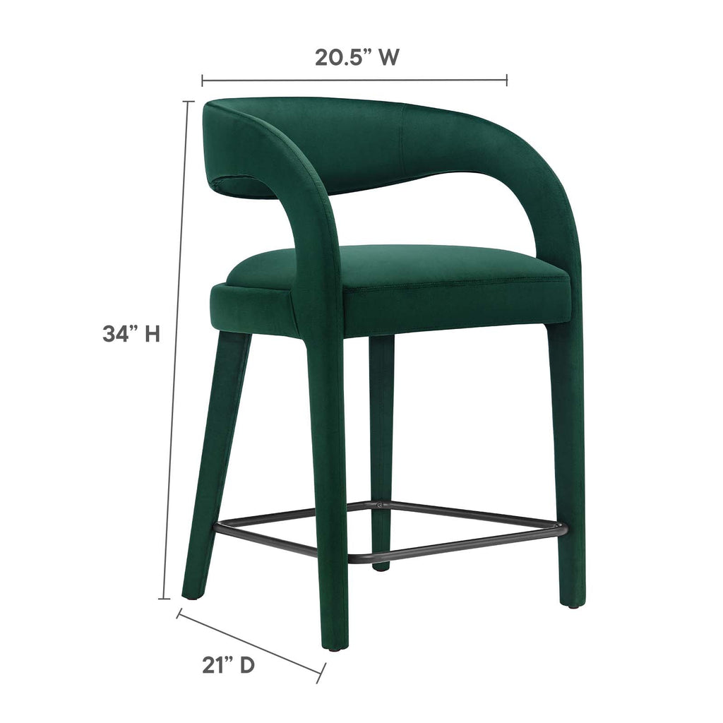 Pinnacle Performance Velvet Counter Stool Set of 2 by Modway