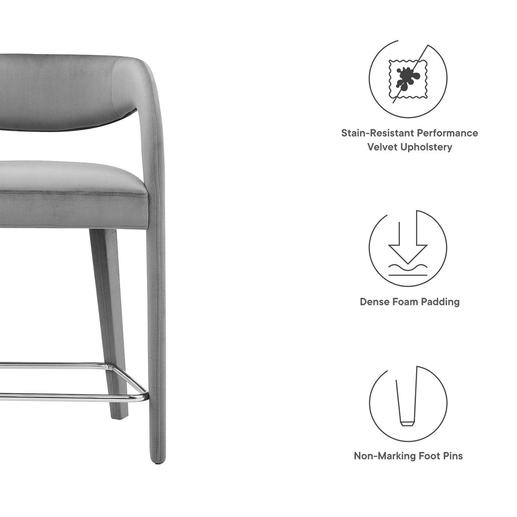 Pinnacle Performance Velvet Counter Stool Set of 2 by Modway