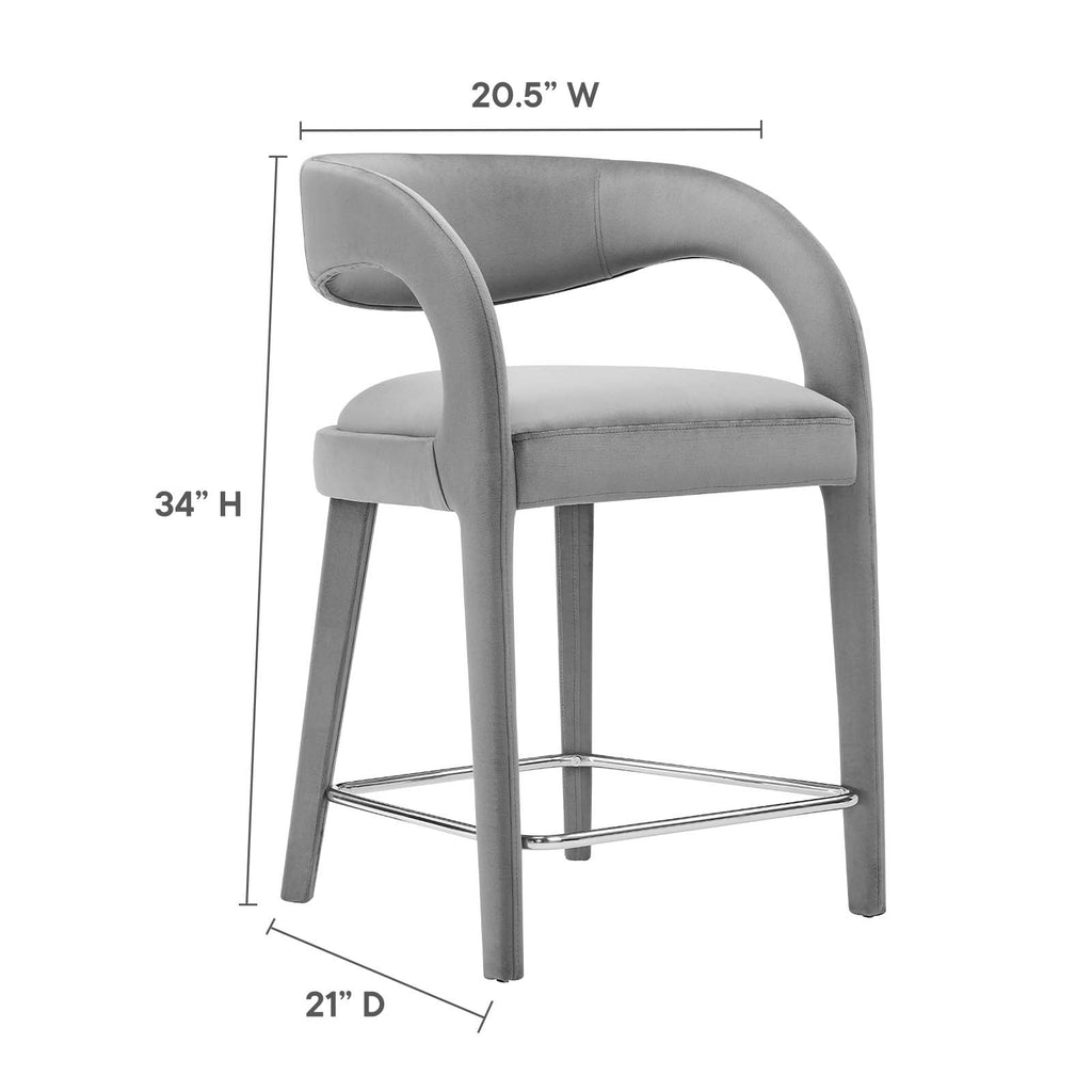 Pinnacle Performance Velvet Counter Stool Set of 2 by Modway