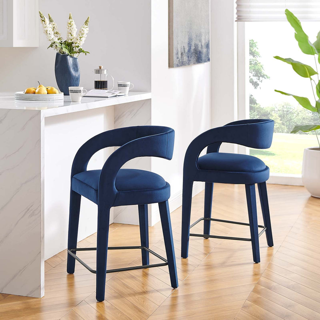 Pinnacle Performance Velvet Counter Stool Set of 2 by Modway