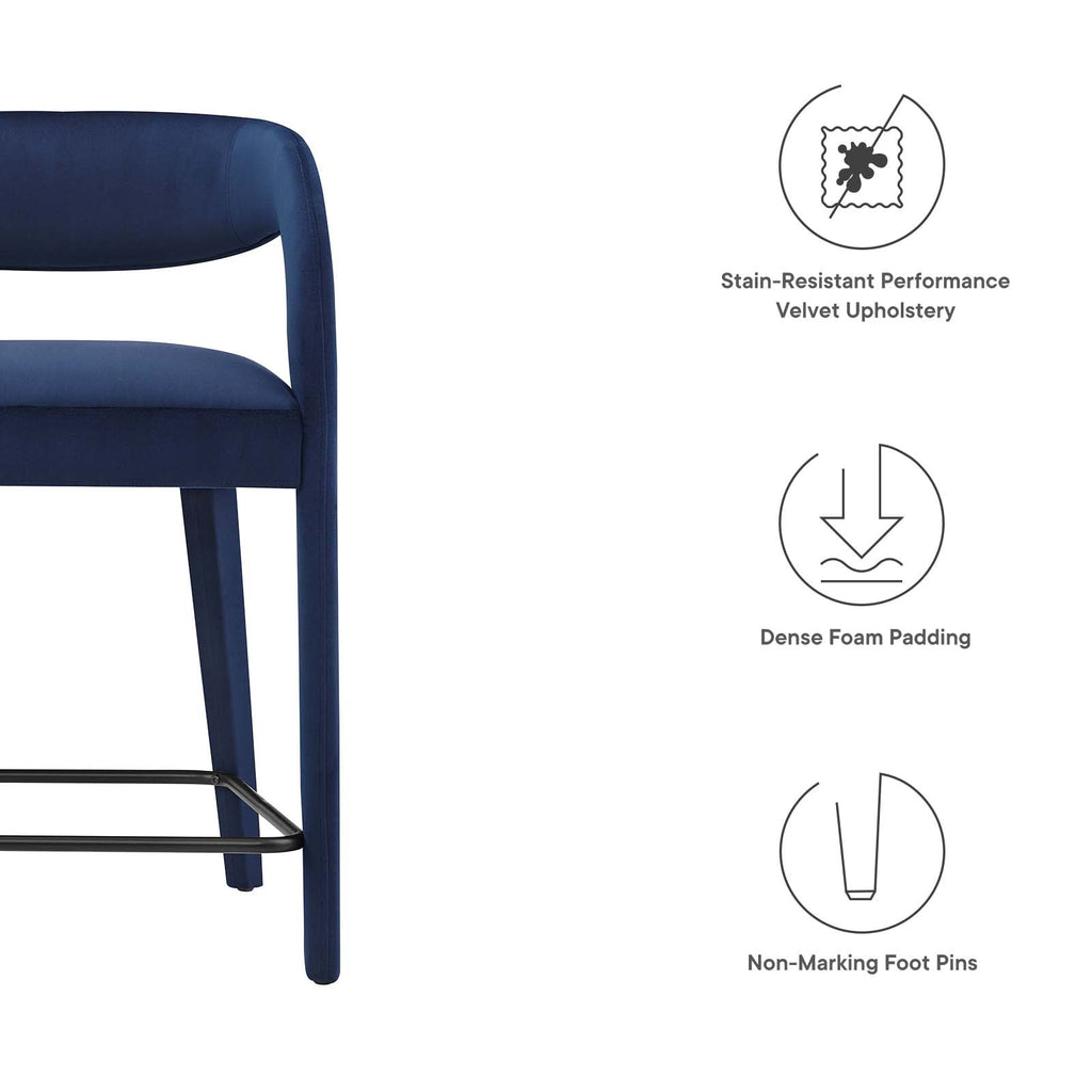 Pinnacle Performance Velvet Counter Stool Set of 2 by Modway