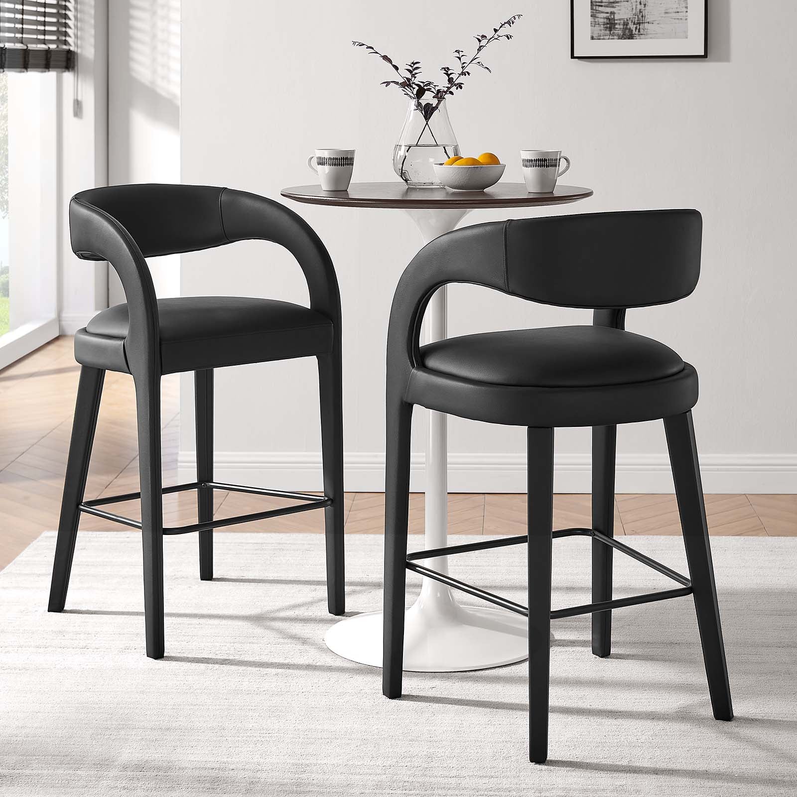 Pinnacle Vegan Leather Bar Stool Set of 2 by Modway