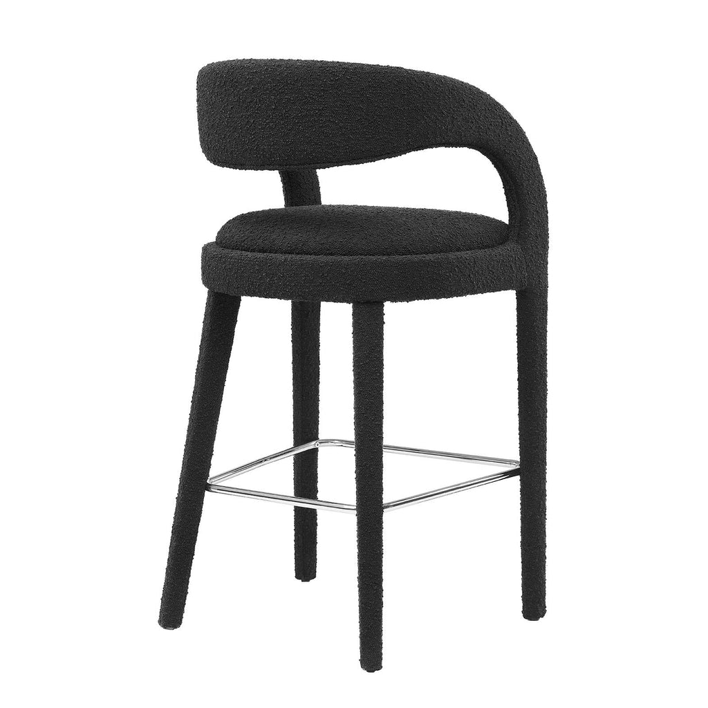 Pinnacle Boucle Upholstered Bar Stool Set of 2 by Modway