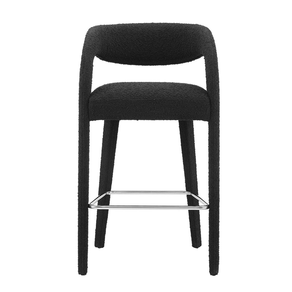 Pinnacle Boucle Upholstered Bar Stool Set of 2 by Modway