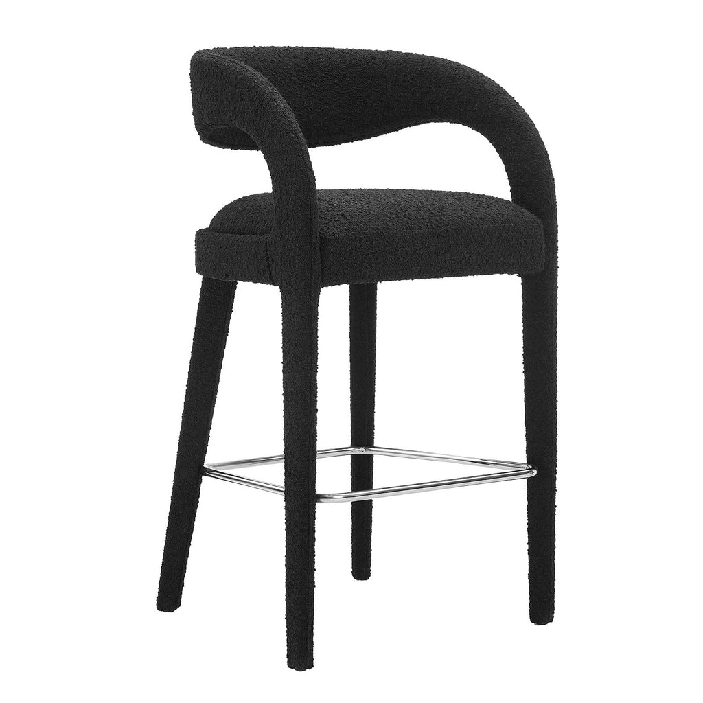 Pinnacle Boucle Upholstered Bar Stool Set of 2 by Modway
