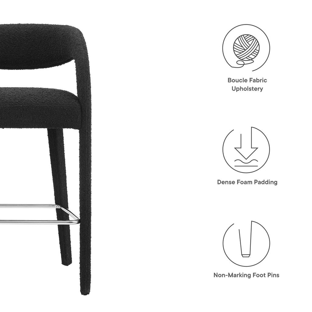 Pinnacle Boucle Upholstered Bar Stool Set of 2 by Modway