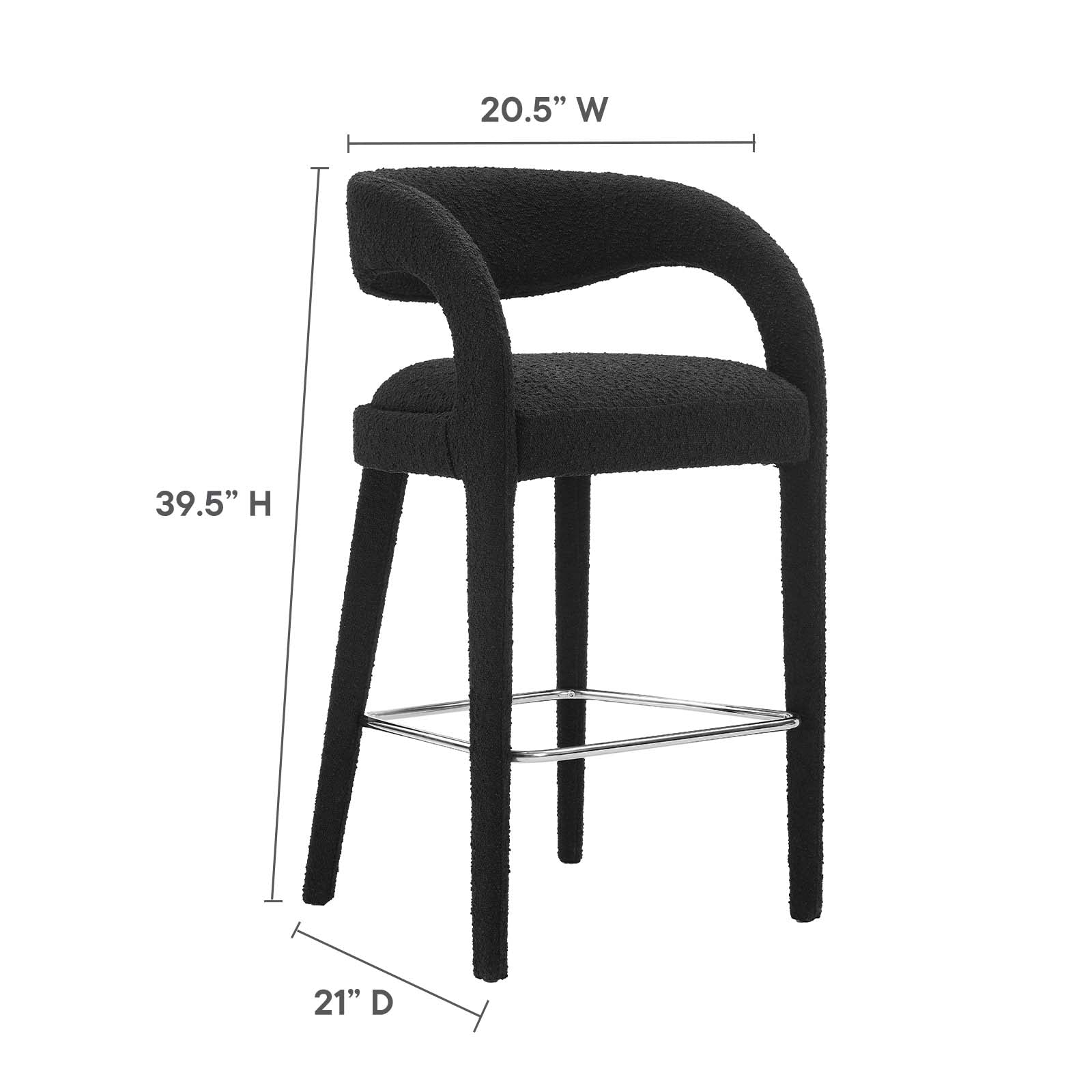Pinnacle Boucle Upholstered Bar Stool Set of 2 by Modway