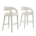 Pinnacle Boucle Upholstered Bar Stool Set of 2 by Modway