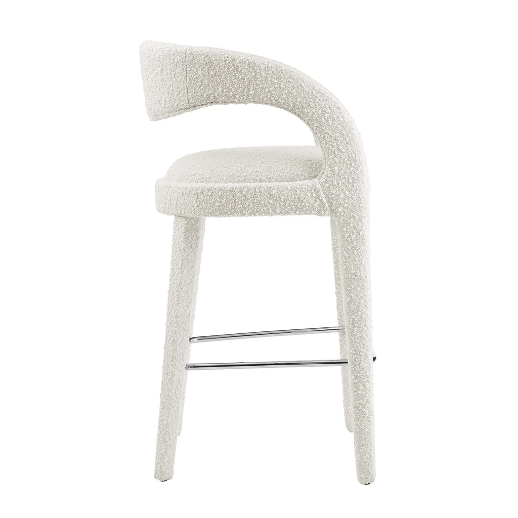 Pinnacle Boucle Upholstered Bar Stool Set of 2 by Modway