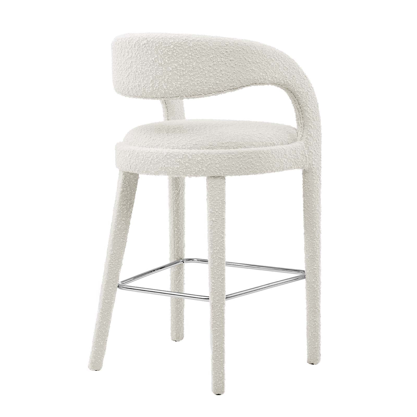 Pinnacle Boucle Upholstered Bar Stool Set of 2 by Modway