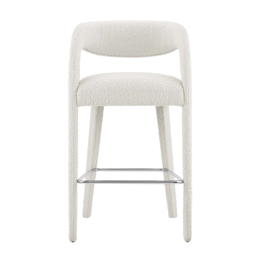 Pinnacle Boucle Upholstered Bar Stool Set of 2 by Modway