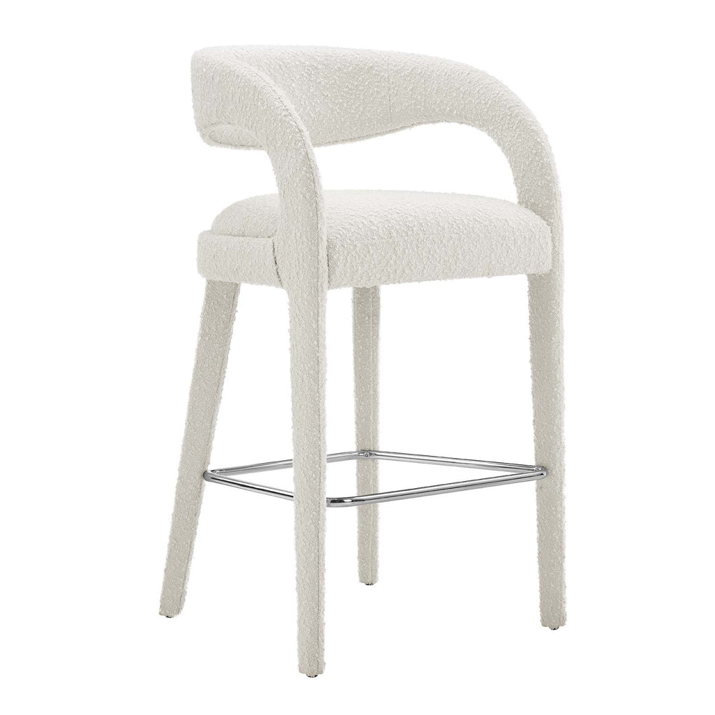 Pinnacle Boucle Upholstered Bar Stool Set of 2 by Modway