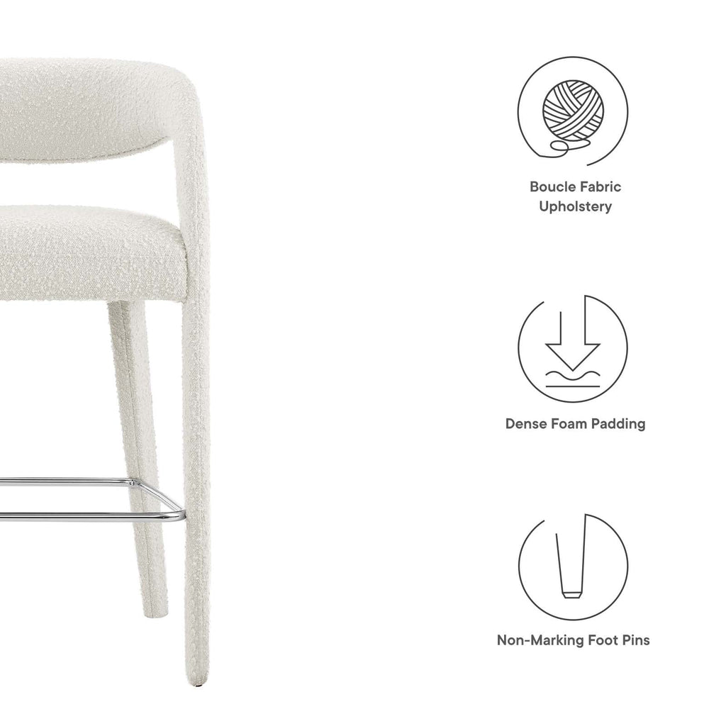 Pinnacle Boucle Upholstered Bar Stool Set of 2 by Modway