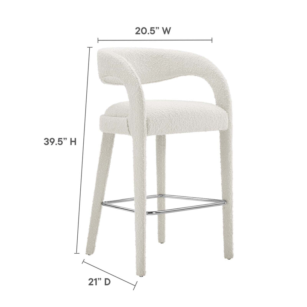 Pinnacle Boucle Upholstered Bar Stool Set of 2 by Modway