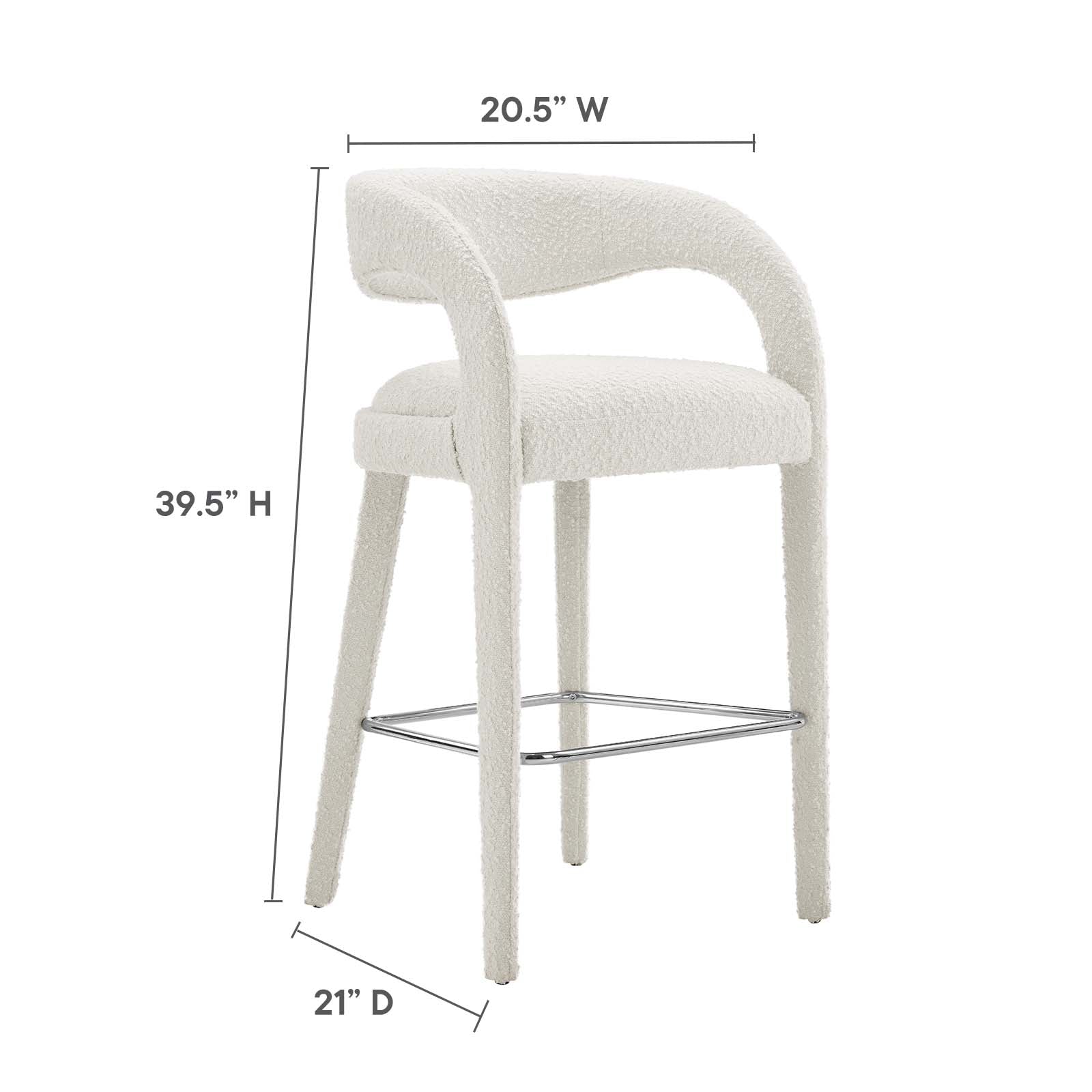 Pinnacle Boucle Upholstered Bar Stool Set of 2 by Modway