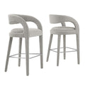 Pinnacle Boucle Upholstered Bar Stool Set of 2 by Modway
