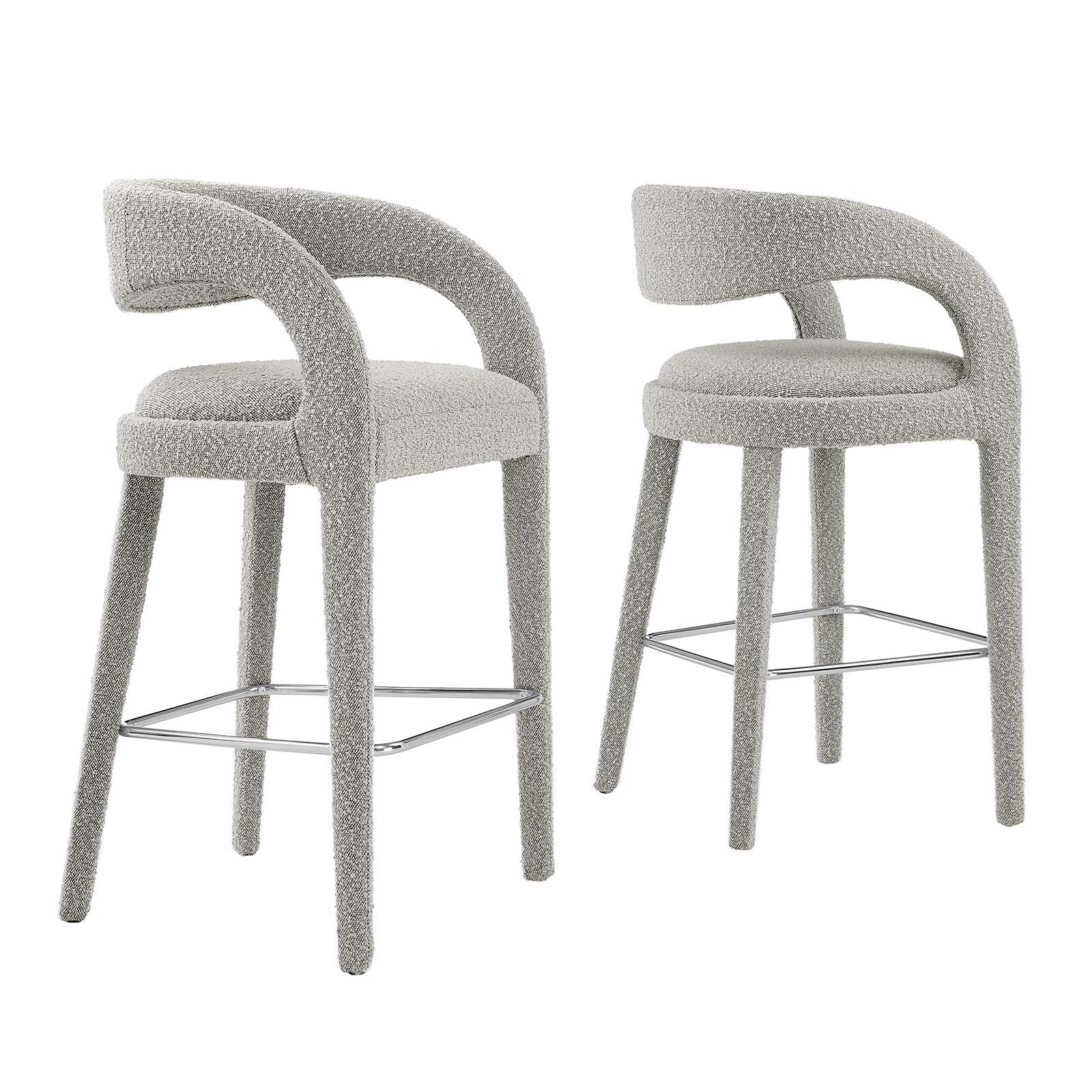 Pinnacle Boucle Upholstered Bar Stool Set of 2 by Modway