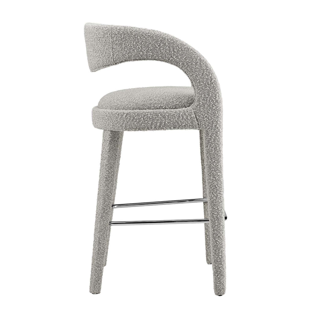 Pinnacle Boucle Upholstered Bar Stool Set of 2 by Modway