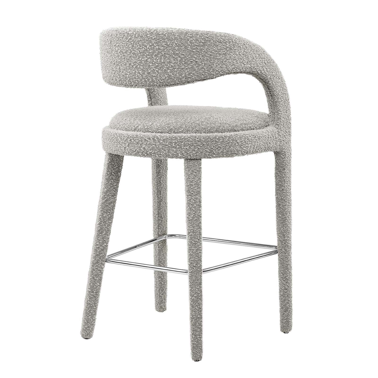 Pinnacle Boucle Upholstered Bar Stool Set of 2 by Modway