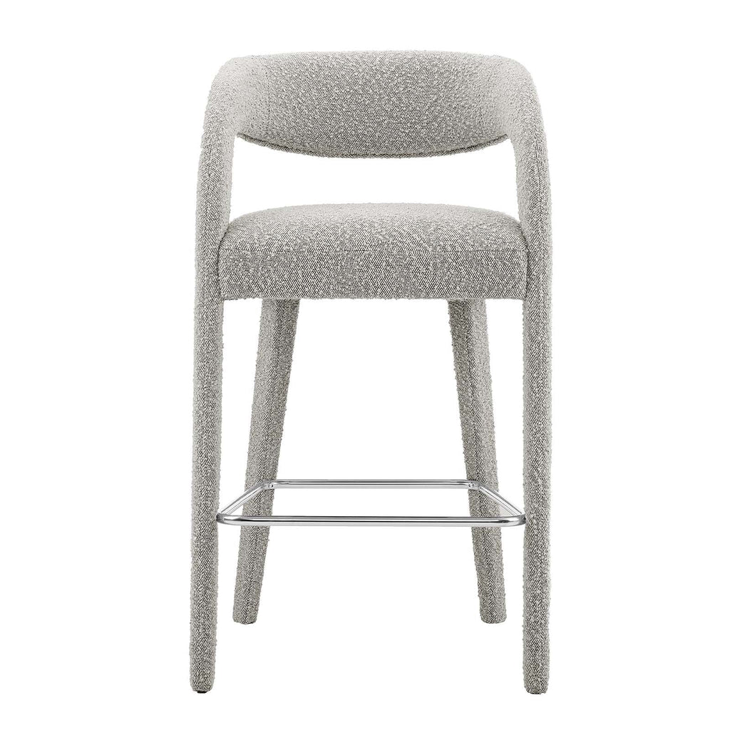 Pinnacle Boucle Upholstered Bar Stool Set of 2 by Modway