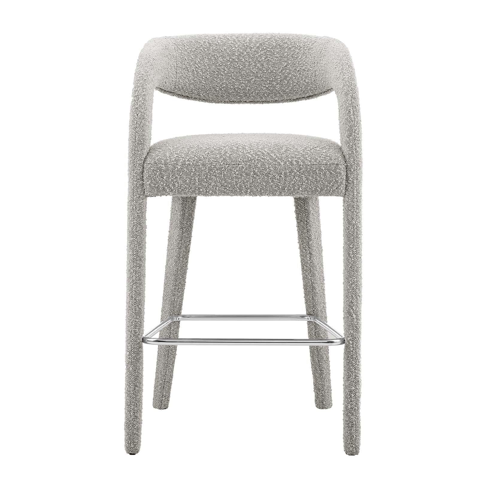 Pinnacle Boucle Upholstered Bar Stool Set of 2 by Modway