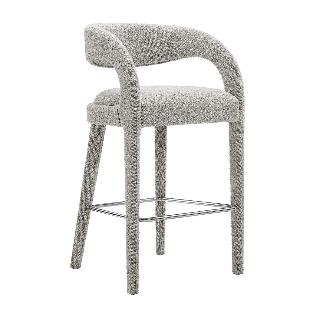 Pinnacle Boucle Upholstered Bar Stool Set of 2 by Modway